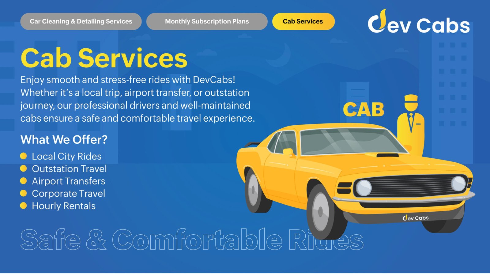 Dev Cabs — design by We Define Net